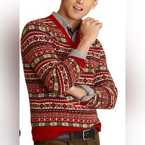 BROOKS BROTHERS
Men's Red Fleece Fair Isle Sweater, Size XL